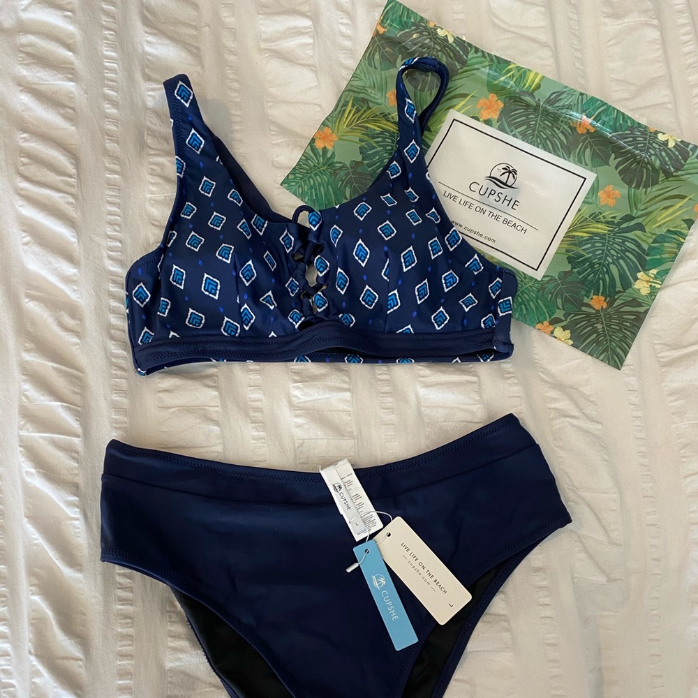 Cupshe Navy Printed Bikini